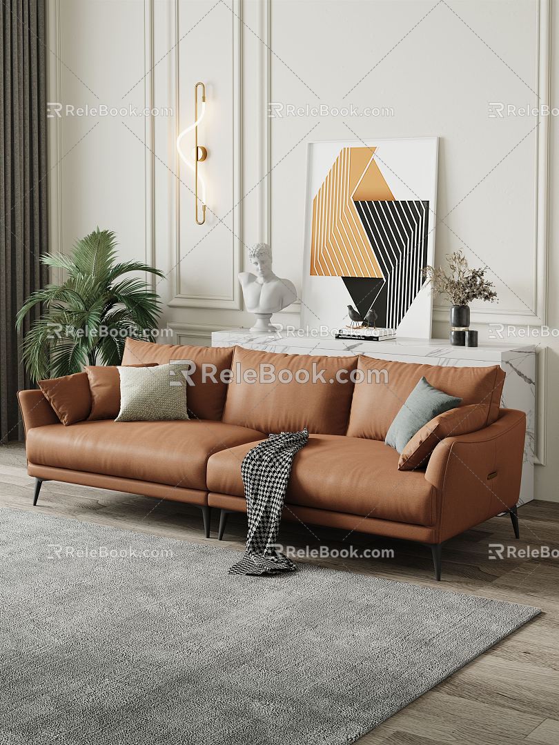 modern double sofa sofa 3d model