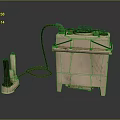 Portable Industrial Equipment With White Container Red Hose Metal Handles And Small Device