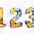3D Mechanical Numbers 1 2 3 With Gears Bolts And Metallic Texture
