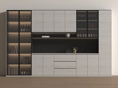 Modern Wine Cabinet Glass Wine Cabinet Bar Counter Wine Cabinet Embedded Refrigerator Cabinet Display Cabinet 3d model