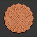 Orange Moon Cake With Intricate Surface Patterns And Decorative Edges 3d model