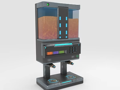 Futuristic Advanced Device With Transparent Window Orange Material Blue Indicator Lights And Nozzles On Base 3d model