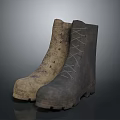Rugged Work Boots In Brown And Gray With Thick Sole And Laces