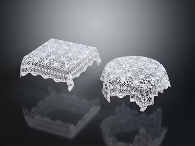 Elegant White Lace Tablecloths For Square And Round Furniture Tables With Decorative Edges 3d model