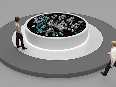 Commercial Display Equipment With Circular Platform And Illuminated City Model For Visitors 3d model