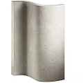 Modern Curved Partition Design With Elegant Floating Shelves And Small Decorative Lights