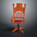 Classic Wooden High Back Chair With Armrests Red Upholstered Seat And Wheeled Base