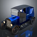 Vintage Blue Open Top Car With Black Roof Classic Design And Retro Style