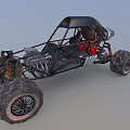 Functional Off Road Buggy With Exposed Mechanics And Muddy Tires