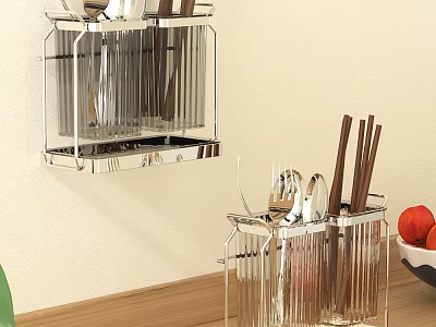 Wall Mounted and Countertop Kitchen Utensil Organizers with Chopsticks Spoons and Utensils 3d model
