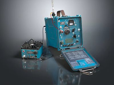 Public Facilities Detection Equipment With Blue Open Panel Control Knobs And Meters 3d model