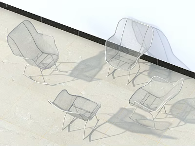 Modern Mesh Design Leisure Chairs With Metal Frame Arranged In Outdoor Patio 3d model