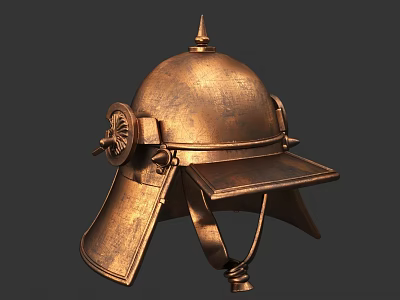Ancient Bronze Spiked Hat With Decorative Metallic Design And Historical Style 3d model