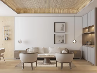 Japanese-style living room chandelier hanging picture 3d model