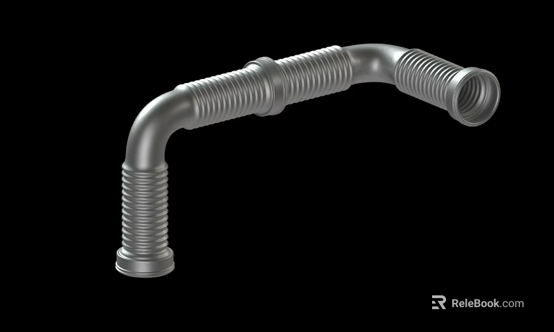 Corrugated Stainless Steel Curved Pipe With Flexible Structure And Drainage Connection 3d model 