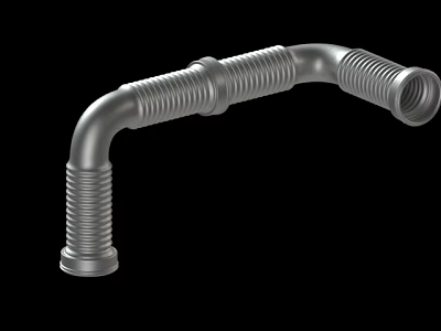 Corrugated Stainless Steel Curved Pipe With Flexible Structure And Drainage Connection 3d model