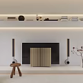 Modern TV Wall Design With Upper Shelves Books Decorations And Side Speakers
