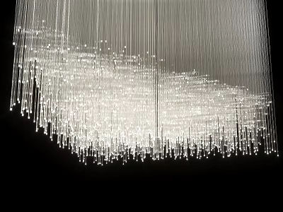 Modern Hanging Chandelier With Thin Illuminated Lines And Sparkling Lighting Effect 3d model