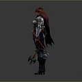 Fantasy Woman Warrior Wearing Detailed Armor With Axe And Cloak In Standing Pose
