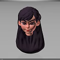 Cute Cartoon Character Head With Purple Long Hair 3D Model Design