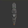 Futuristic Sci Fi Spaceship With Metallic Surface And Green Accents For Space Exploration