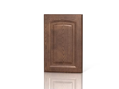 Brown Wooden Cabinet Door With Natural Wood Grain And Groove Design For Kitchen 3d model