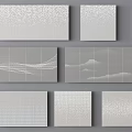 Modern Gray Feature Wall Design With White Geometric Patterns And Dotted Lines 3d model