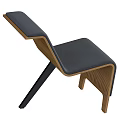 Modern Gray Fabric Leisure Chair With Sleek Curved Backrest And Wooden Legs