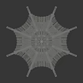 Traditional Chinese Style Chandelier With Wooden Frame Carved Details And Pagoda Design