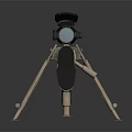 Tactical Tan Sniper Rifle Weapon With Telescopic Scope And Bipod Gear Design