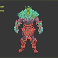 Beastlike Man With Black Fur Fanged Face Bone Decorations And Leather Armor