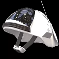 Futuristic Tactical Weapon Helmet With Transparent Visor And White Control Panel