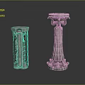 Two Classical Style Carved Stone Pedestals With Intricate Decorative Details