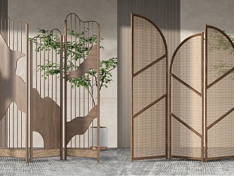 New Chinese-style aluminum alloy screen grille hollow partition 3d model