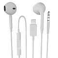 White Wired Headphones Earbuds With Lightning And 3.5mm Jack Design