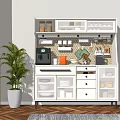 Modern White Sideboard with Open Shelves Glass Front Cabinets Drawers and Kitchen Essentials Storage