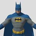 Iconic Batman Game Movie Character Design Featuring Blue Cape Gray Suit Yellow Belt and Bat Symbol