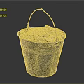 Vintage Rusty Metal Bucket Filled With Coal Ashes On Dark Background