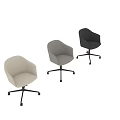 Grey Fabric Office Chair With Modern Design Black Base And Rolling Wheels