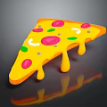 Delicious Pizza Slice With Melted Cheese Red Pepperoni And Green Basil Leaves