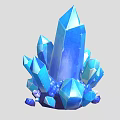 Blue Crystal Cluster Decorative Ornament Set with Shiny Faceted Stones