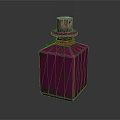 Purple Red Square Medical Device Bottle With Wooden Cork Metal Ring And Smooth Surface Reflection