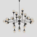 Modern Chandelier Designs Featuring Geometric Structures Multiple Bulbs and Gold Black Frames 3d model