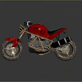 Stylish Red Motorcycle Featuring Gold Frame Black Seat And Dual Exhaust Pipes