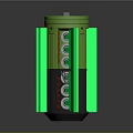 Green Cylindrical Battery Organizer With Multiple Slots Side Panels And Top Design 3d model
