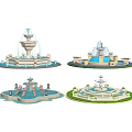 Various Design Style Fountains With Ornate Structures And Garden Landscaping