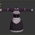Classic Black And White Maid Outfit With Apron Ruffled Cuffs And Collar