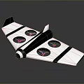 Black And White Fixed Wing Drone Featuring Four Red Propellers Design 3d model