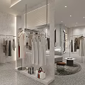 Modern Clothing Store Interior With Hanging Clothes Mirror Display Racks And Handbags