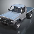 Silver Single Cab Pickup Truck With Open Bed And Front Grille Design Wheels 3d model